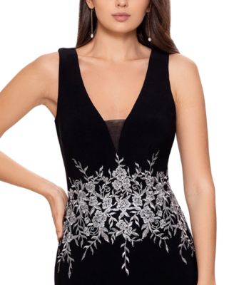 Betsy & Adam Embroidery-Trim Gown - Macy's