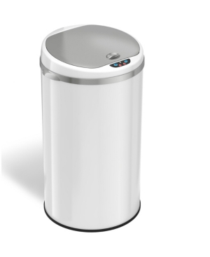 Halo 8 Gallon Round Sensor Trash Can With Deodorizer In White