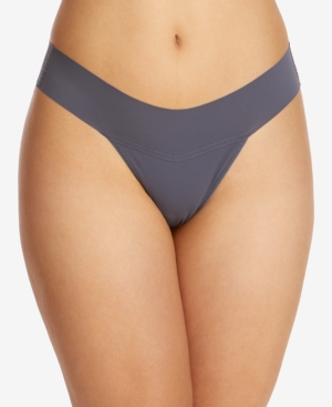 Shop Hanky Panky Breathesoft Natural Rise Thong Underwear In Granite