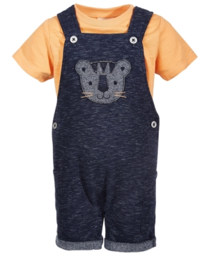 First Impressions Kids' Baby Boys 2-pc. Tiger Shortall Set, Created For Macy's In Citrus Splash