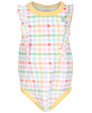 First Impressions Baby Girls Multicolor Gingham-Print Cotton Bodysuit Created for Macy's