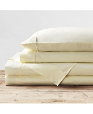 Brielle Home 400 Thread Count Solid Cotton Sateen Sheet Set, Queen In Ivory