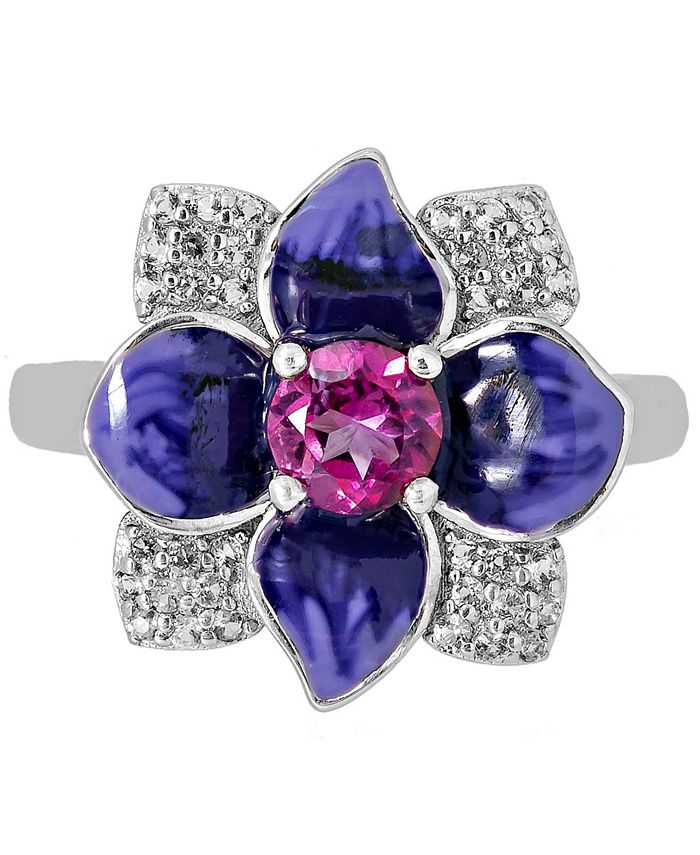 Macy's Women's Topaz Flower Ring in Sterling Silver & Reviews Rings