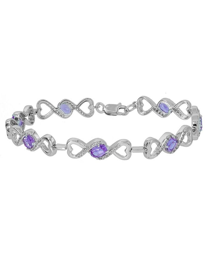 Macy s Amethyst 3 1 2 ct. t.w White Topaz Heart Link Bracelet