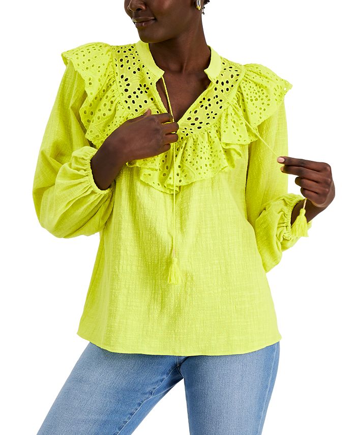 Cotton Eyelet Tie Top main image 1