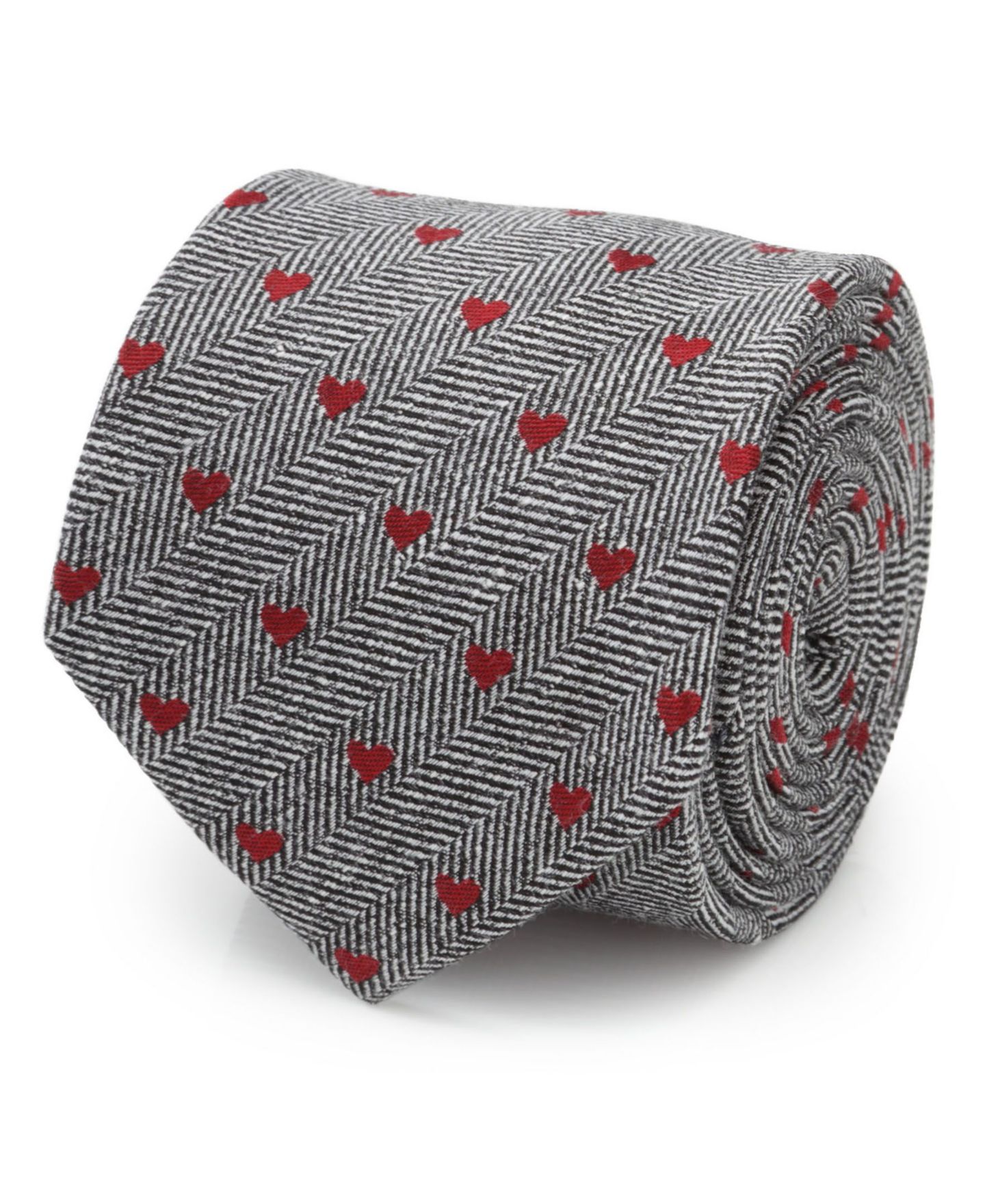 Мужские галстуки Cufflinks Inc. Herringbone Heart Tie, цвет: Серый / Красный — фото 2