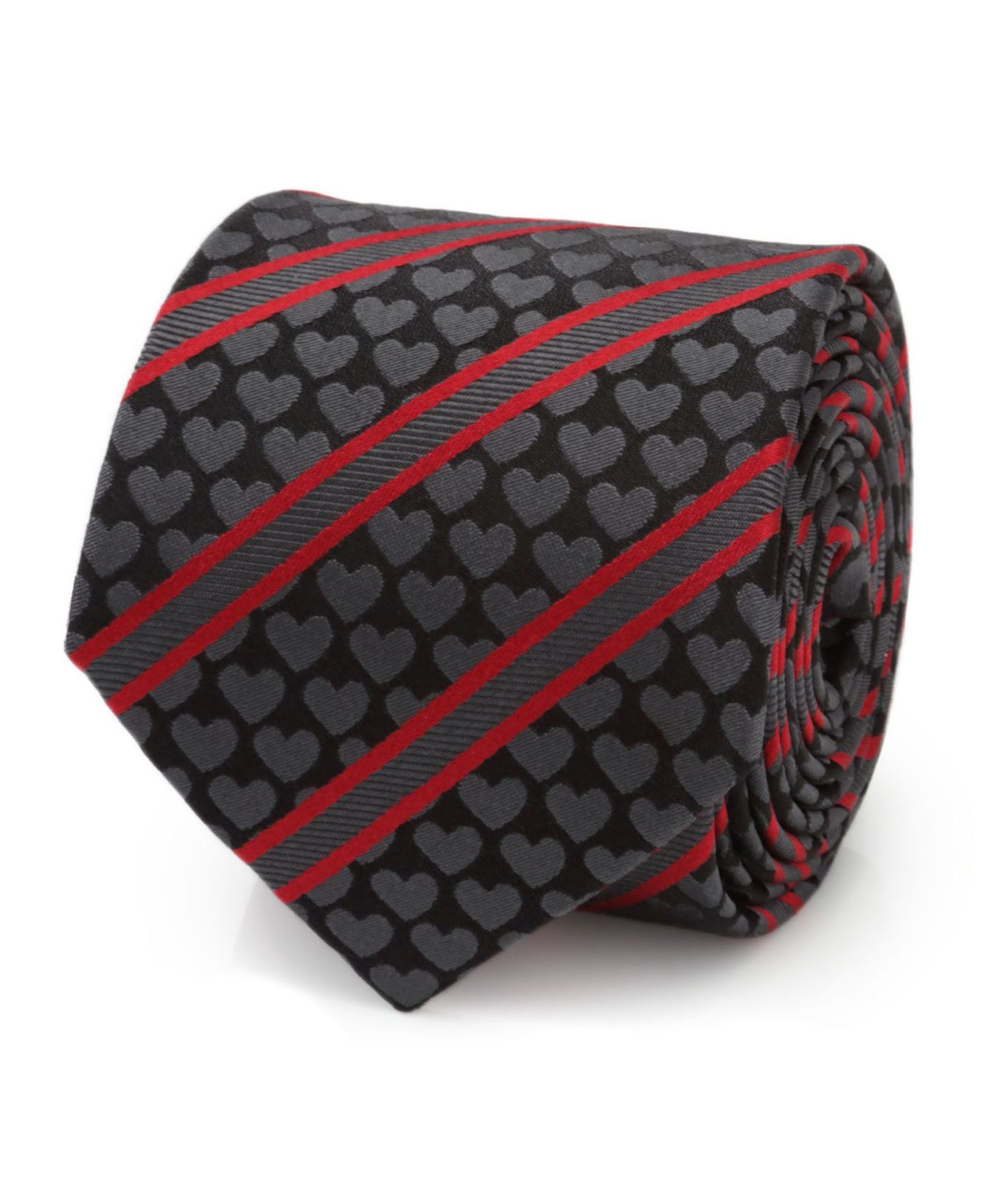 Мужские галстуки Cufflinks Inc. Heart Striped Tie, цвет: Чёрный / Красный — фото 2