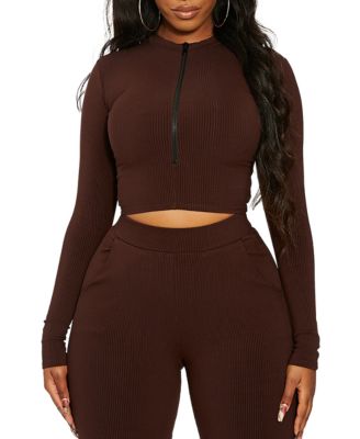 Naked Wardrobe - Zip-Down Snatch-Up Crop Top