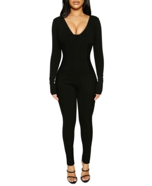 Naked Wardrobe Long-Sleeve Princess Cut Bustier Jumpsuit