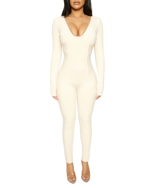 Naked Wardrobe Long-Sleeve Princess Cut Bustier Jumpsuit