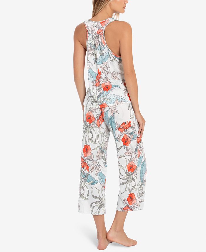 Linea Donatella Tropical-Print Tank Top & Cropped Pajama Pants Set - Macy's