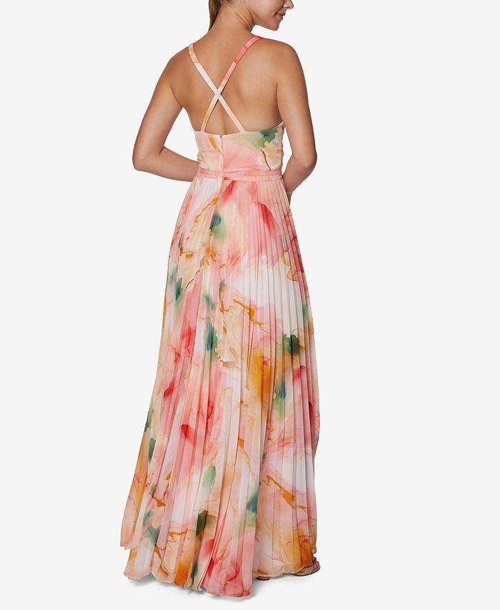 laundry by shelli segal pleated marble gown
