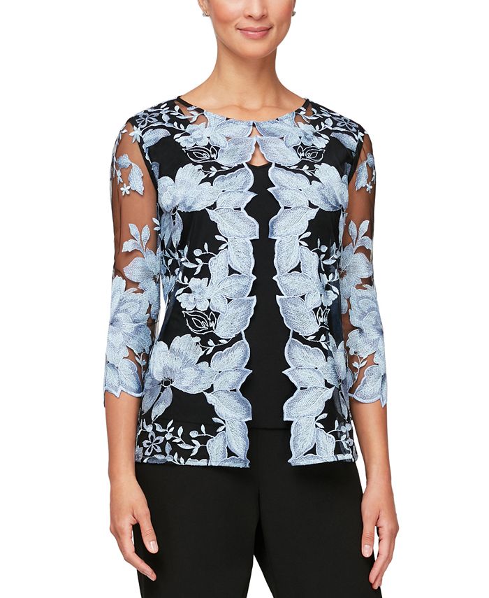Alex Evenings Petite Embroidered Layered-Look Top - Macy's