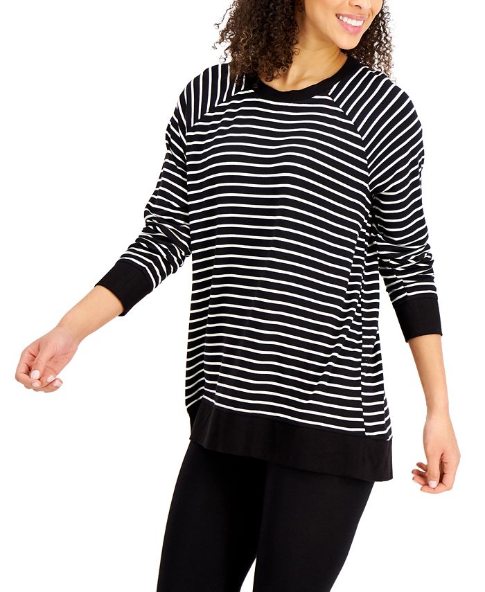 Alfani Striped Tunic Pajama Top, Created for Macy's Macy's