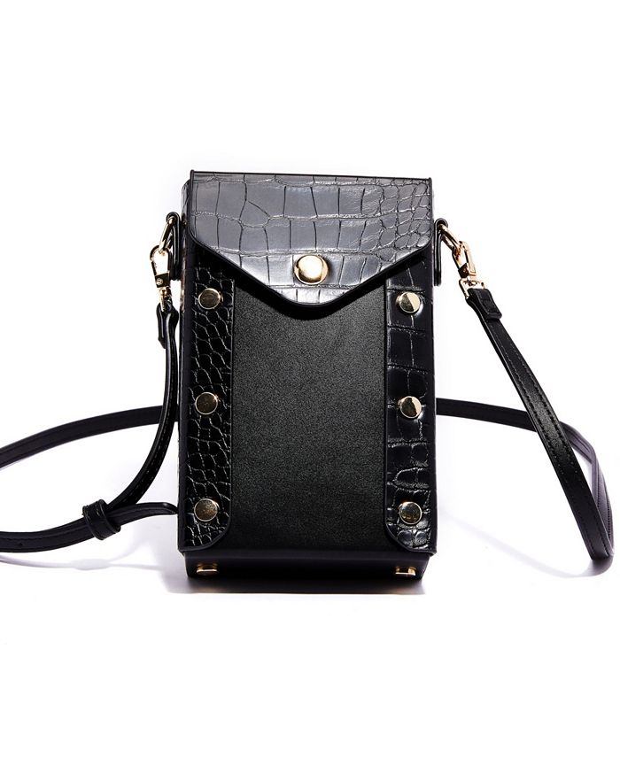 LIKE DREAMS Faux Leather Gold Studded Phone Crossbody - Macy's