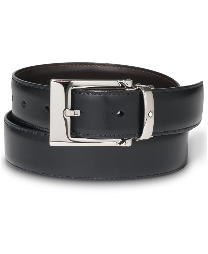 Montblanc Palladium-Coated Pin Buckle Reversible Leather Belt 9774 - Macy's