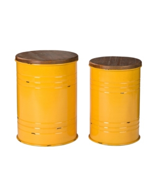 Glitzhome Modern Metal Storage Accent Table or Stool Set of 2