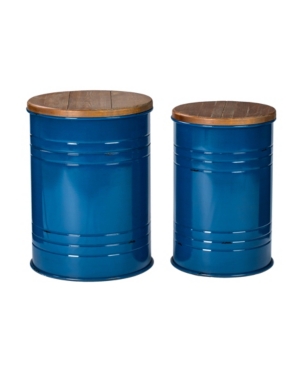 Glitzhome Modern Metal Storage Accent Table or Stool Set of 2