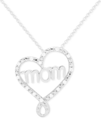 Diamond Mom 18" Pendant Necklace (1/10 ct. t.w.) in Sterling Silver