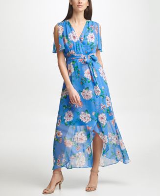 Jessica Howard Petite Floral-Print Faux-Wrap Dress - Macy's