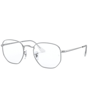 Ray Ban Hexagonal Optics Demol Unisex Eyeglasses Rx6448 2501 54 In Silver Tone