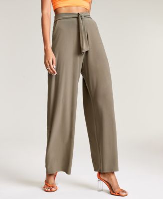 Bar III Solid Tie-Front Wide-Leg Pants, Created for Macy's - Macy's