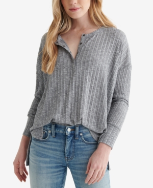 Lucky Brand SOFT RIBBED COTTON HENLEY TOP