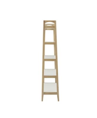 Parker 31"W Mid-century Trestle 5 Tier Wooden Shelf / Bookcase