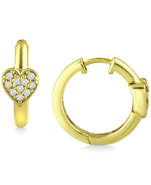 Giani Bernini Cubic Zirconia Heart Small Hoop Earrings, 0.63", Created For Macy's In Gold