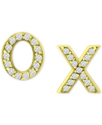 Cubic Zirconia X & O Mismatch Stud Earrings, Created for Macy's
