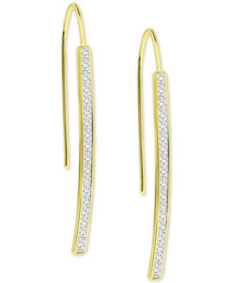 Cubic Zirconia Vertical Bar Threader Earrings, Created for Macy's