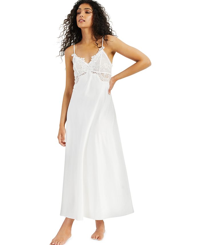 INC International Concepts Lace-Trim Satin Nightgown, Created for Macy ...