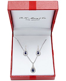 2-Pc. Set Sapphire (1 ct. t.w.) & Diamond (1/20 ct. t.w.) Pendant Necklace & Matching Drop Earrings in Sterling Silver (Also available in Ruby or Emerald)