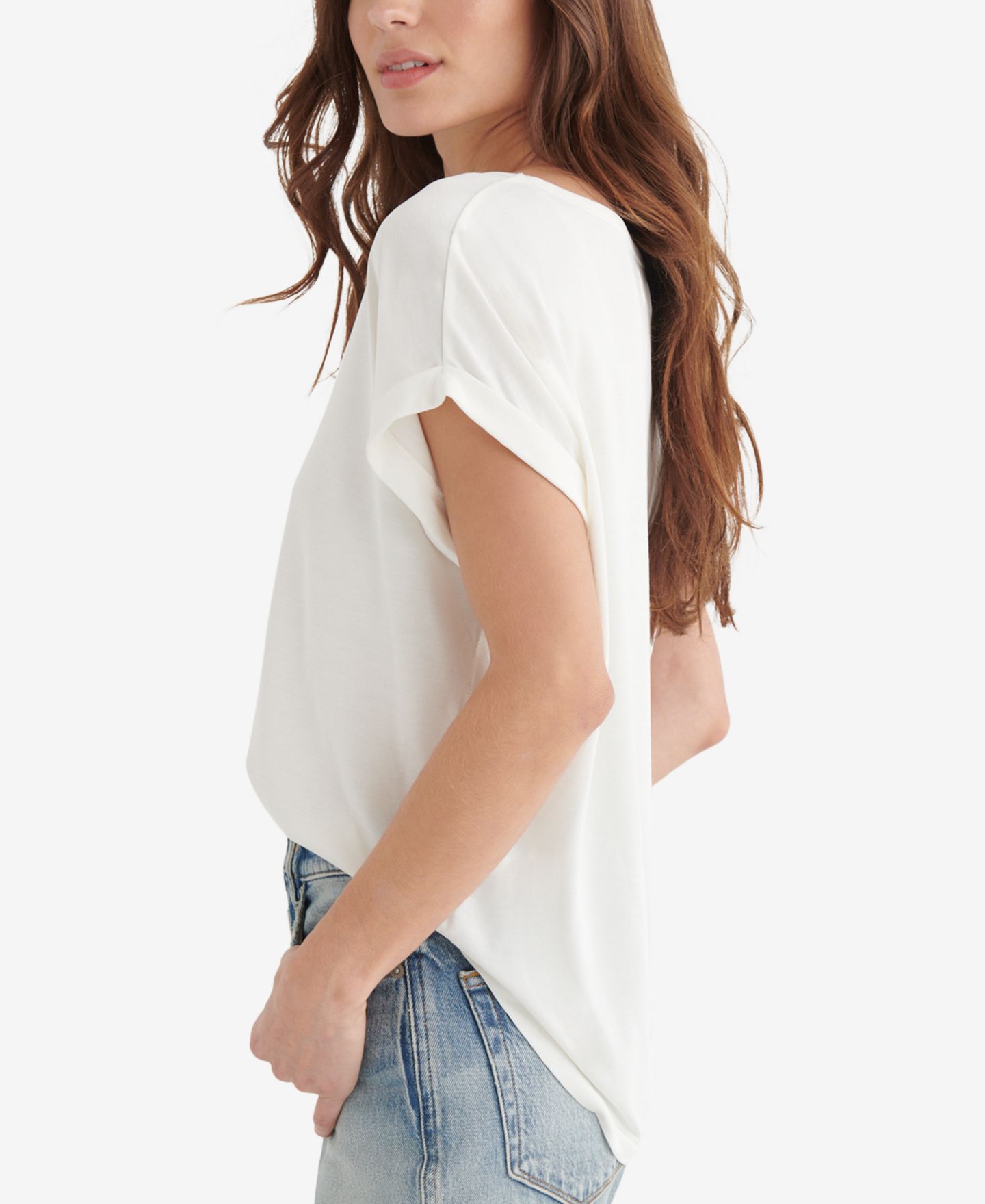 Женская футболка Lucky Brand Short Sleeve Sandwash Dolman, цвет: Яркий белый — фото 2