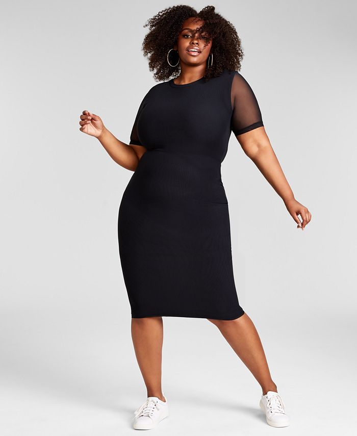 Nina Parker Trendy Plus Size Mesh Midi Dress Created For Macy S Reviews Dresses Plus Sizes Macy S