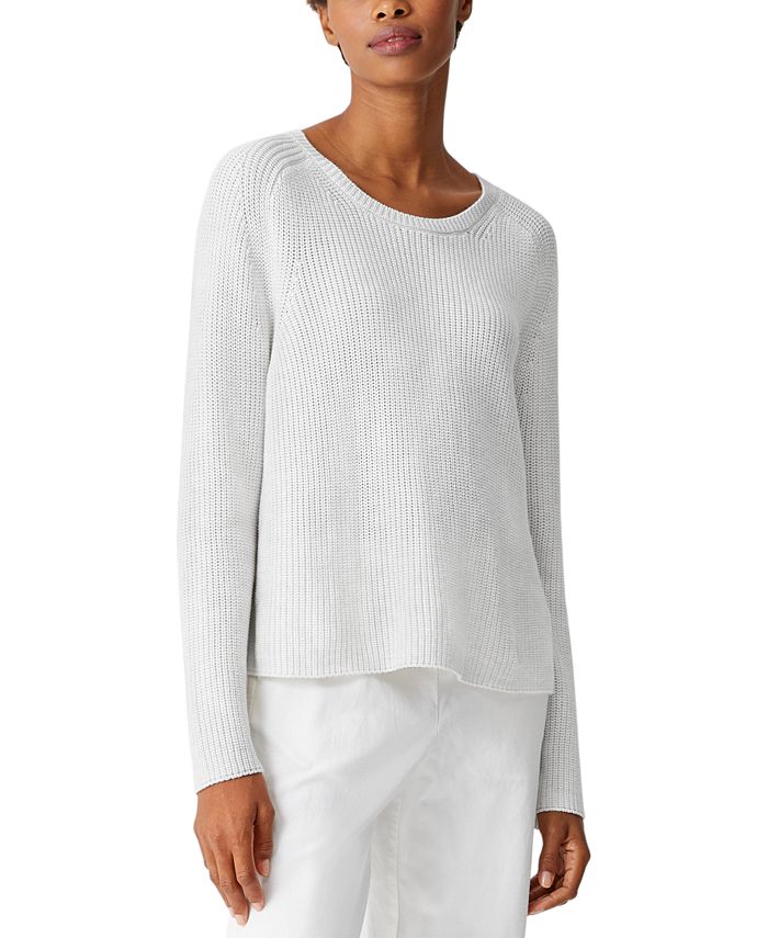 Eileen Fisher Petite Organic Drop-Shoulder Sweater - Macy's