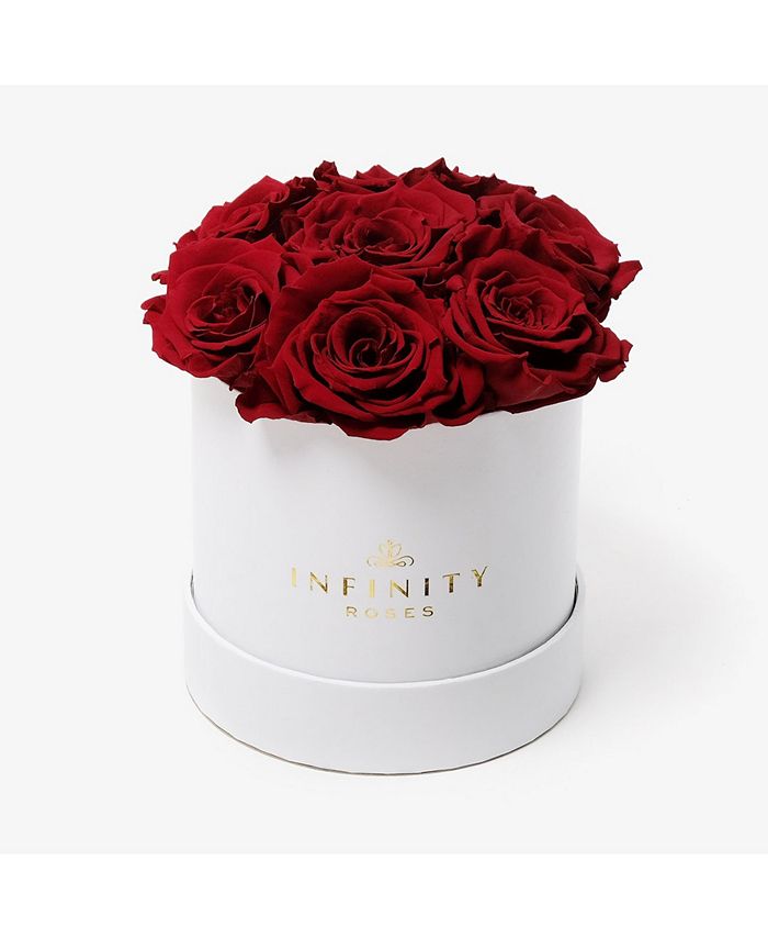 Infinity Roses Round Box of 7 Red Real Roses Preserved To Last Over A Year Macy's