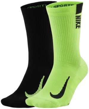 Shop Nike Men's 2-pack Multiplier Crew Socks In Black/ Volt
