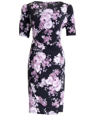 Connected Floral-Print Gathered-Waist Sheath Dress - Macy's