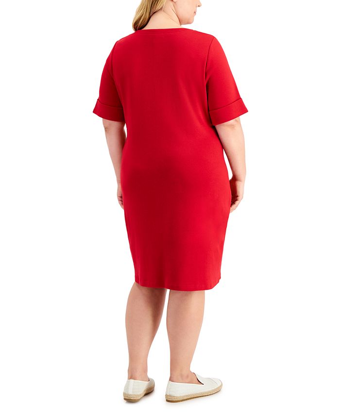 Karen Scott Plus Size Solid Boat-Neck Dress, Created for Macy's ...