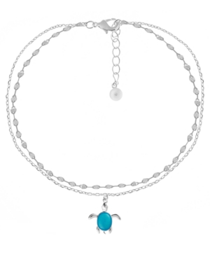 Essentials Double Row Turtle Anklet In Silver Plate