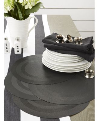 Black Round Double frame Placemat, Set of 6