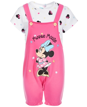 Disney Baby Girls 2-Pc Minnie Mouse Shortall & Printed T-Shirt Set