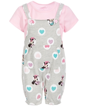 Disney Baby Girls 2-Pc Minnie Mouse Shortall & T-Shirt Set