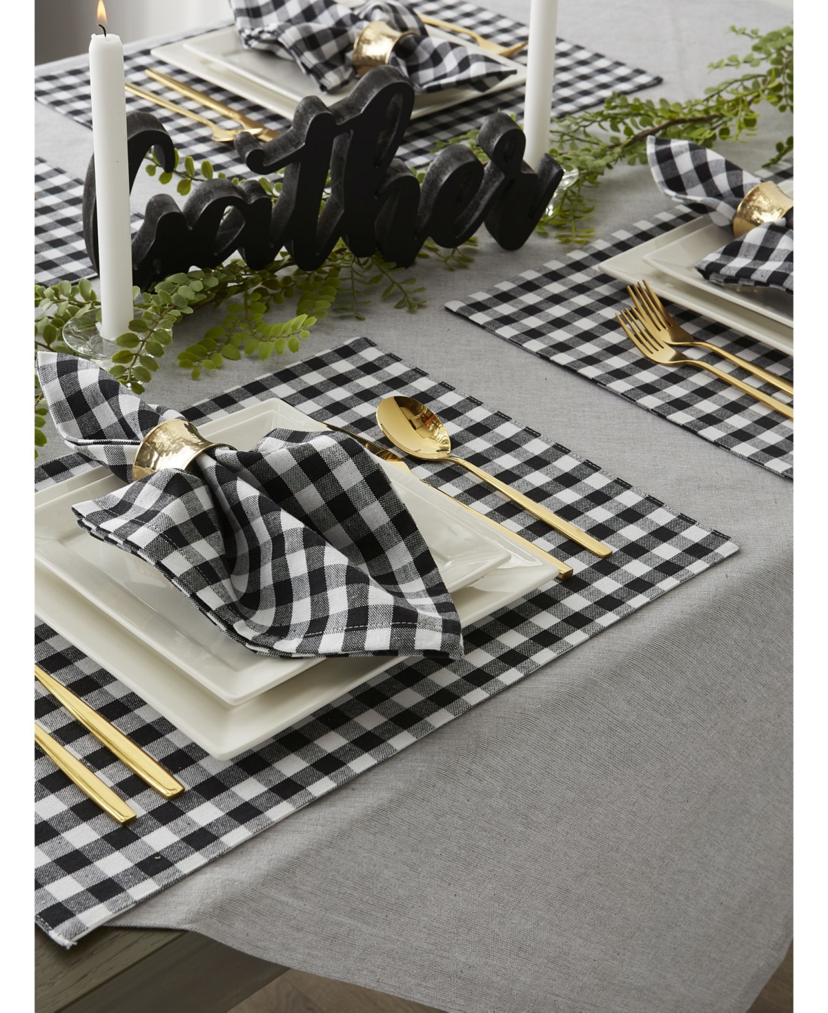 Design Imports Reversible Gingham - Buffalo Check Placemat Set