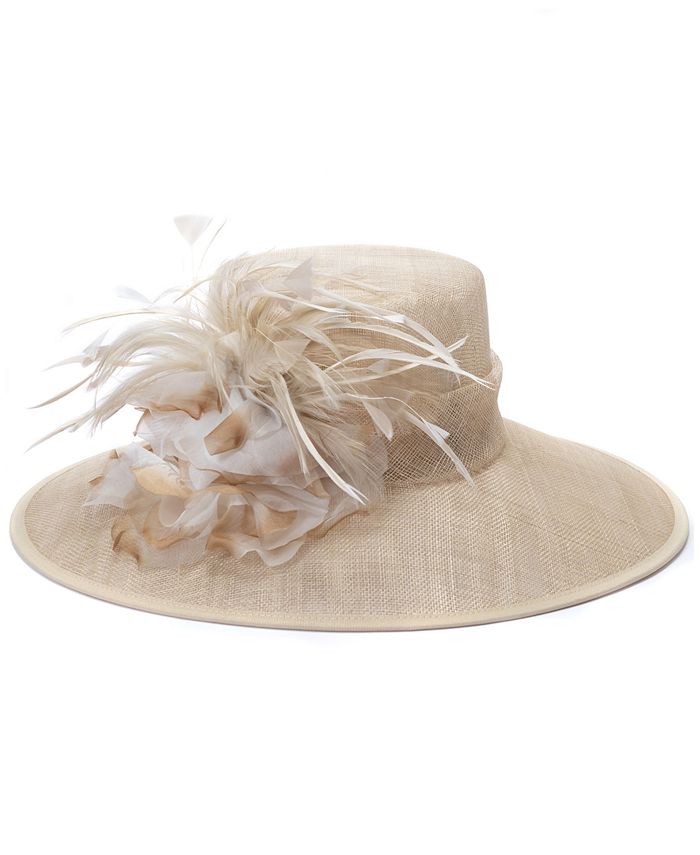 Bellissima Millinery Collection Multi-Feather-Trim Sinamay Down-Brim ...