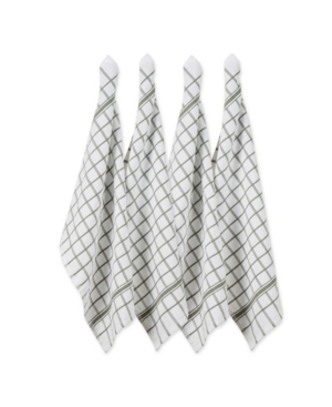 Design Imports Windowpane Terry Dishtowel, Set Of 4 In White