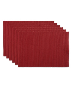 Design Imports Design Import Ribbed Placemat, Set Of 6 In Red