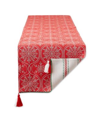 Joyful Snowflakes Jacquard Collection for Everyday Use, Holidays and Dinner Parties, Table Runner, 14" x 108"