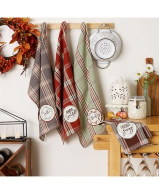 Thanksgiving Cozy Picnic, Plaid Dishtowel, Set of 4